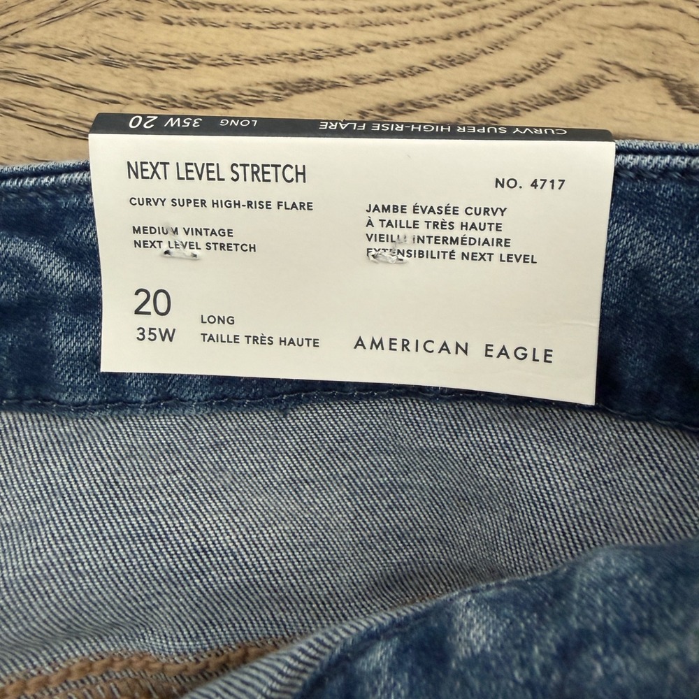 American Eagle Curvy Super High-Rise Flare Jeans Next Level Stretch 20 Long - Picture 10 of 11